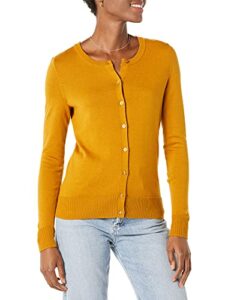 amazon essentials women’s lightweight crewneck cardigan sweater (available in plus size), tobacco brown, xx-large