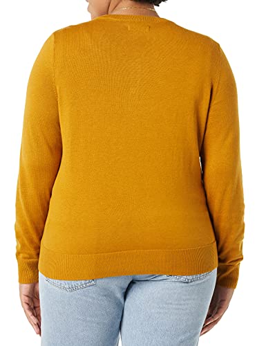 Amazon Essentials Women's Lightweight Crewneck Cardigan Sweater (Available in Plus Size), Tobacco Brown, XX-Large