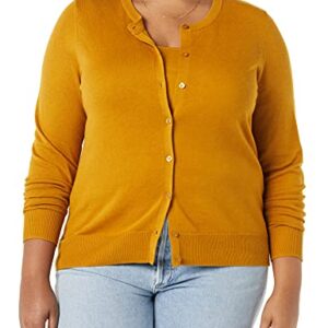 Amazon Essentials Women's Lightweight Crewneck Cardigan Sweater (Available in Plus Size), Tobacco Brown, XX-Large