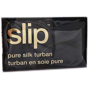 SLIP Silk Turban, Black, One Size (21”- 28”) - Double-Lined Pure Mulberry Silk 22 Momme Hair Turban - Hair-Friendly, Lightweight and Multipurpose Head Wrap + Sleeping Cap for Curly + Thick Hair Types