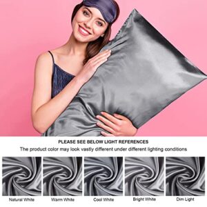 BEDELITE Satin Silk Body Pillow Pillowcase for Hair and Skin, Premium and Silky Dark Grey Long Body Pillow Case Cover 20x54 with Envelope Closure