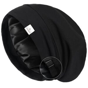 yanibest silk satin bonnet hair wrap for sleeping – adjustable stay on silk lined slouchy beanie hat for curly hair and braids