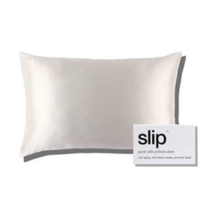 slip silk queen pillowcase, white (20″ x 30″) – 100% pure 22 momme mulberry silk pillowcase – anti-aging, anti-bedhead, anti-sleep crease