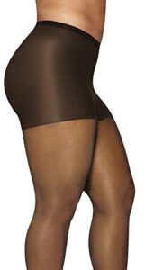 hanes silk reflections plus size women’s curves silky sheer pantyhose hsp002, gentle brown, 1x/2x