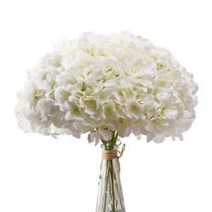 aviviho white hydrangea silk flowers heads pack of 10 ivory white full hydrangea flowers artificial with stems for wedding home party shop baby shower decor