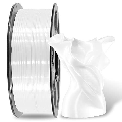 MIKA3D Silk Shiny White PLA Filament, 1KG 2.2Lbs 3D Printing Material with 1.75mm High Diameter Accuracy, Neatly Wound Silk PLA Widely Support for FDM 3D Printers