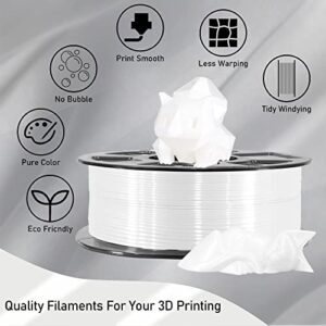 MIKA3D Silk Shiny White PLA Filament, 1KG 2.2Lbs 3D Printing Material with 1.75mm High Diameter Accuracy, Neatly Wound Silk PLA Widely Support for FDM 3D Printers