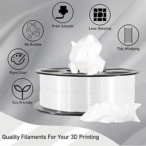 MIKA3D Silk Shiny White PLA Filament, 1KG 2.2Lbs 3D Printing Material with 1.75mm High Diameter Accuracy, Neatly Wound Silk PLA Widely Support for FDM 3D Printers