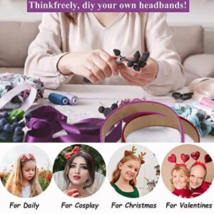 Wecoe 10 Pack Satin Headbands 1.3 Inch Wide Silk Headband Women Non Slip White Purple Red Blue Green Colorful Plain Head bands Hair Bands DIY Hair Accessories for Women Girls Accesorios Para Mujer