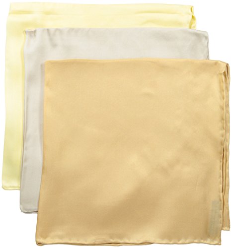 STACY ADAMS Men's 100% Silk Hand Rolled 17"x 17" Pocket Square Three Piece Set, Yellow/Camel/Sand, One Size