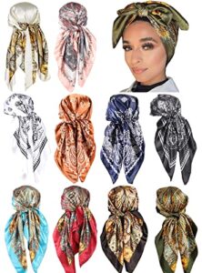 10 pieces satin head scarf large square scarf silk feeling fashion hair wrapping scarves for women girls