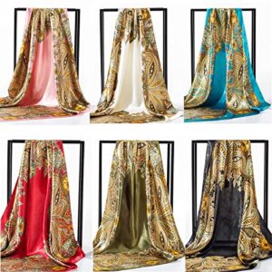 10 Pieces Satin Head Scarf Large Square Scarf Silk Feeling Fashion Hair Wrapping Scarves for Women Girls