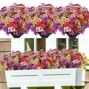 cewor 16 bundles artificial flowers for outdoors, fake silk flowers faux plants uv resistant for hanging planters window box front porch indoor outside decorations (mix color)