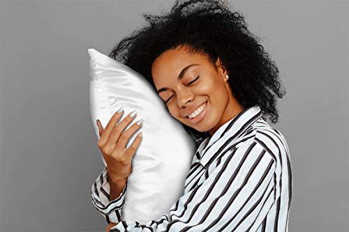 ShopBedding Satin Pillowcase for Hair and Skin Silk Pillowcases - 2 Pack, Luxury Satin Pillowcases with Zipper Closure, Satin Pillow Case Cover, Standard Satin Silk Pillowcase for Hair & Skin, White