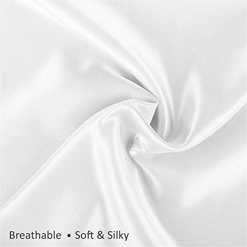 ShopBedding Satin Pillowcase for Hair and Skin Silk Pillowcases - 2 Pack, Luxury Satin Pillowcases with Zipper Closure, Satin Pillow Case Cover, Standard Satin Silk Pillowcase for Hair & Skin, White