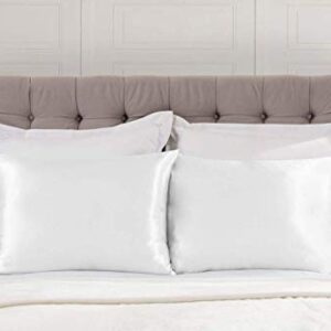 ShopBedding Satin Pillowcase for Hair and Skin Silk Pillowcases - 2 Pack, Luxury Satin Pillowcases with Zipper Closure, Satin Pillow Case Cover, Standard Satin Silk Pillowcase for Hair & Skin, White