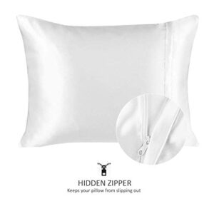 ShopBedding Satin Pillowcase for Hair and Skin Silk Pillowcases - 2 Pack, Luxury Satin Pillowcases with Zipper Closure, Satin Pillow Case Cover, Standard Satin Silk Pillowcase for Hair & Skin, White