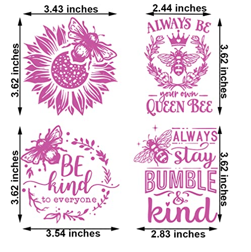 Alinacutle Silkscreen Stencil,Reusable Self-Adhesive Silk Screen Printing, BEE Kind Sentiments for Home Decor/Printing on Wood / Fabric / Wall/Cup/Plate/Glass/Paper,8 x 8“ (Bee Pattern)