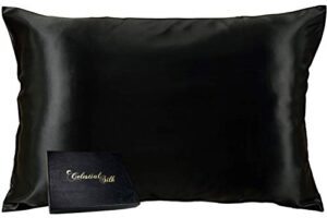 celestial silk 100% silk pillowcase for hair zippered luxury 25 momme mulberry silk charmeuse silk on both sides of cover -gift wrapped- (standard, black)