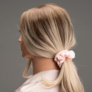 Silk Scrunchies for Hair 100% Mulberry Silk Hair Ties 3 Pack(Black, White, Pink)