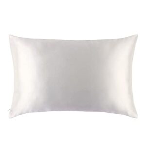 MYK Silk Pure Natural Mulberry Silk Pillowcase, 19 Momme with Cotton Underside for Hair & Skin, Oeko-TEX Certified, Hypoallergenic, Curly Friendly, Standard Size in Undyed Ivory White