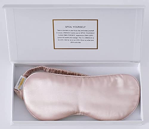 ZIMASILK 100% 22 Momme Pure Mulberry Silk Sleep Mask,Filled with 100% Mulberry Silk,Silk Wrapping Strap- Super Soft & Comfortable Sleep Eye Mask for Sleeping (Light Plum)