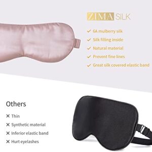 ZIMASILK 100% 22 Momme Pure Mulberry Silk Sleep Mask,Filled with 100% Mulberry Silk,Silk Wrapping Strap- Super Soft & Comfortable Sleep Eye Mask for Sleeping (Light Plum)