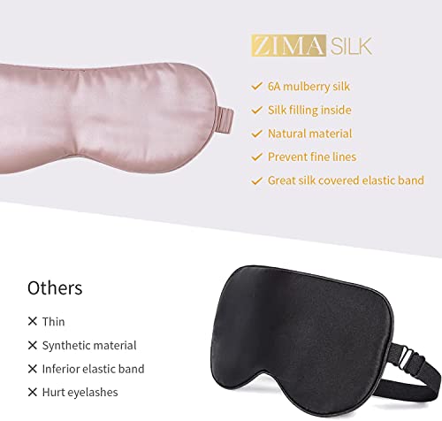 ZIMASILK 100% 22 Momme Pure Mulberry Silk Sleep Mask,Filled with 100% Mulberry Silk,Silk Wrapping Strap- Super Soft & Comfortable Sleep Eye Mask for Sleeping (Light Plum)