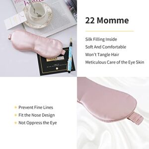 ZIMASILK 100% 22 Momme Pure Mulberry Silk Sleep Mask,Filled with 100% Mulberry Silk,Silk Wrapping Strap- Super Soft & Comfortable Sleep Eye Mask for Sleeping (Light Plum)