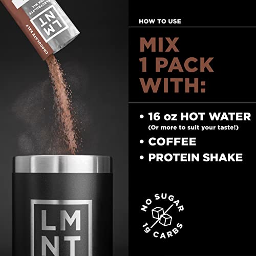 LMNT Keto Electrolyte Powder Packets | Paleo Hydration Powder | No Sugar, No Artificial Ingredients | Hot Chocolate Salt | 30 Stick Packs