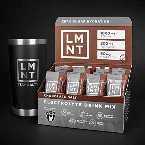 LMNT Keto Electrolyte Powder Packets | Paleo Hydration Powder | No Sugar, No Artificial Ingredients | Hot Chocolate Salt | 30 Stick Packs