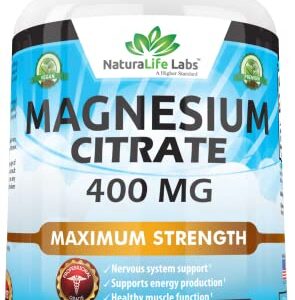 Magnesium Citrate 400 mg - High Potency Elemental Magnesium TRAACS Albion Minerals - 120 Tablets