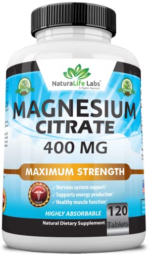 Magnesium Citrate 400 mg - High Potency Elemental Magnesium TRAACS Albion Minerals - 120 Tablets