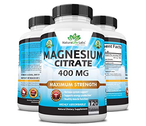 Magnesium Citrate 400 mg - High Potency Elemental Magnesium TRAACS Albion Minerals - 120 Tablets