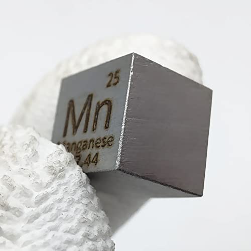 Pure Metal Manganese 10mm Density Mn 99.97% Cube for Element Collections Lab Experiment Material Hobbies Simple Substance Block Display DIY