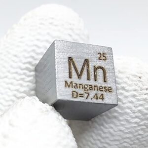 Pure Metal Manganese 10mm Density Mn 99.97% Cube for Element Collections Lab Experiment Material Hobbies Simple Substance Block Display DIY