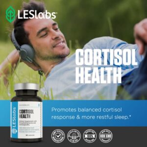 LES Labs Cortisol Health – Stress Relief, Balanced Cortisol Response, Relaxation & Deep Sleep – Phosphatidylserine, Magnesium, Magnolia Bark, Rhodiola Rosea & Ashwagandha – 60 Capsules