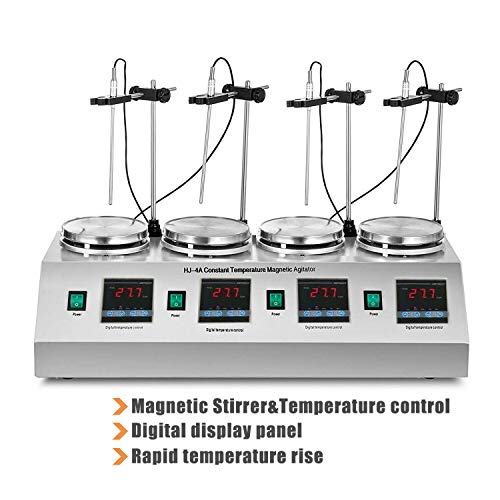 Digital Magnetic Stirrer with Hotplate 0~2400 RPM Mixer Plate Magnetic Lab Stirrer Mixer with Stirring Bar (4 Unit Plate)