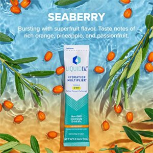 Liquid I.V. Hydration Multiplier - Seaberry - Hydration Powder Packets | Electrolyte Drink Mix | Easy Open Single-Serving Stick | Non-GMO | 16 Sticks