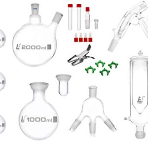 Short Path Distillation Set, 21 Piece - ASTM Type I, Class A - Borosilicate 3.3 Glass - Glassware Only - Eisco Labs