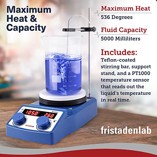 Fristaden Lab Magnetic Hot Plate Stirrer 280℃/536°F Max Temp 5L Capacity | Stir Plate Mixer Hotplate