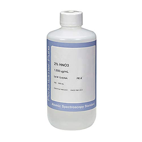 PerkinElmer N9300136 Inorganic Aqueous Single Nickel (Ni) Element Pure Grade Standard Solution for AA and ICP-OES, 1,000µg/mL, 2% HNO3, 500mL