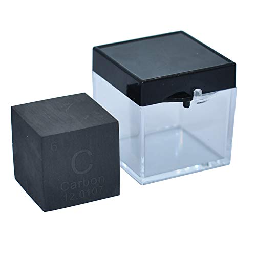 Carbon Cube 1 Inch Pure Graphite Block 99.99% for Element Collection Lab Periodic Table Cube