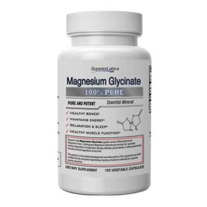 superior labs – magnesium glycinate – 1250 mg, 120 vegetable capsules – essential mineral – maintains energy – healthy bones and muscle function- relaxation & sleep
