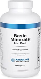 douglas laboratories basic minerals | iron free mineral/trace element formula to support overall health | 180 capsules