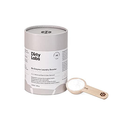 Dirty Labs | Scent Free | Bio Enzyme Laundry Booster | 48 Loads (1 lb) | Hyper Concentrated | High Efficiency & Standard Machine Washer | Nontoxic, Biodegradable | Stain & Odor Removal Enzyme Boosters