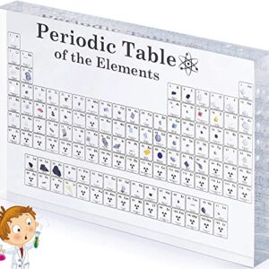 Large Periodic Table with Real Elements Inside, Larger Size 7.9 inch Easy to Read, Acrylic Periodic Table with Elements Samples