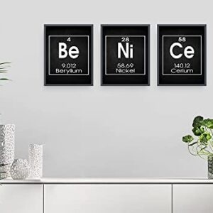 Be Nice Periodic Table of Elements Print, Set of THREE 8"x10" Unframed Inspirational Science Poster, Chemistry Art Ideal for Science Lab, Classroom or Home Decor