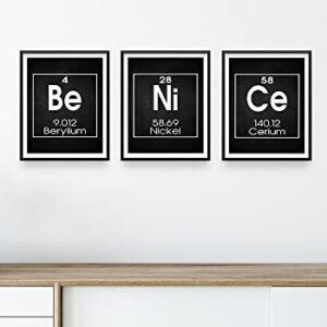 Be Nice Periodic Table of Elements Print, Set of THREE 8"x10" Unframed Inspirational Science Poster, Chemistry Art Ideal for Science Lab, Classroom or Home Decor