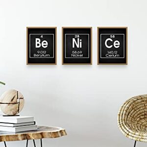 Be Nice Periodic Table of Elements Print, Set of THREE 8"x10" Unframed Inspirational Science Poster, Chemistry Art Ideal for Science Lab, Classroom or Home Decor